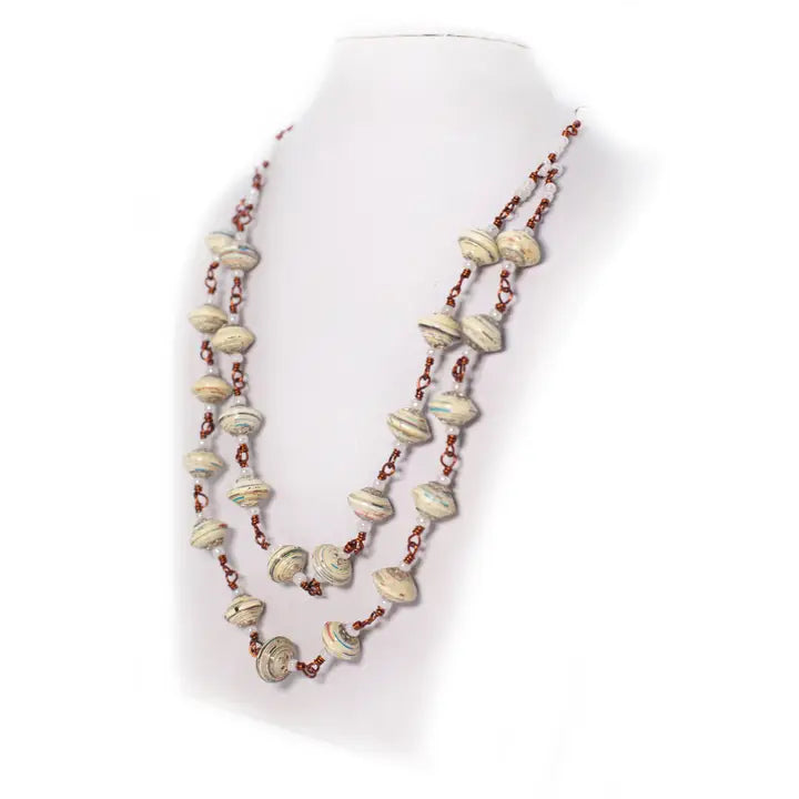 Recycled Paper Beads Necklace