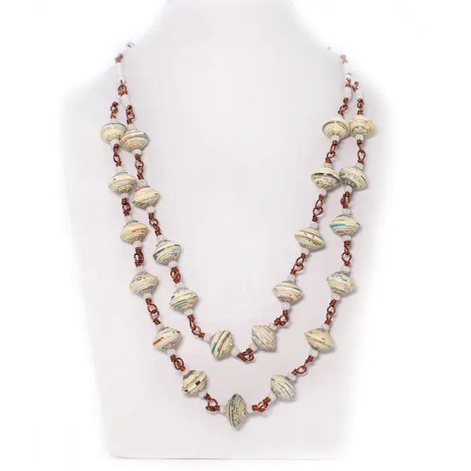 Recycled Paper Beads Necklace