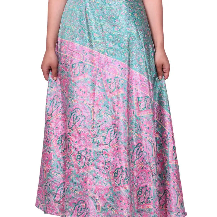 Long Reversible Upcycled Wrap Skirt