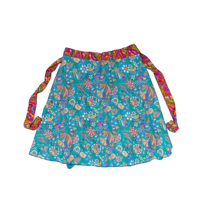 Short Reversible Upcycled Wrap Skirt