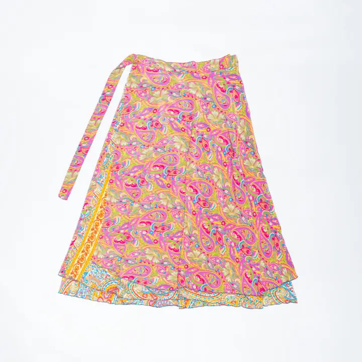 Long Reversible Upcycled Wrap Skirt