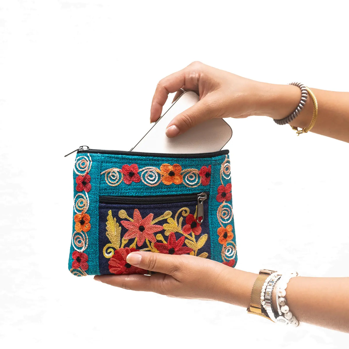 Embroidery Cotton Collage Purse