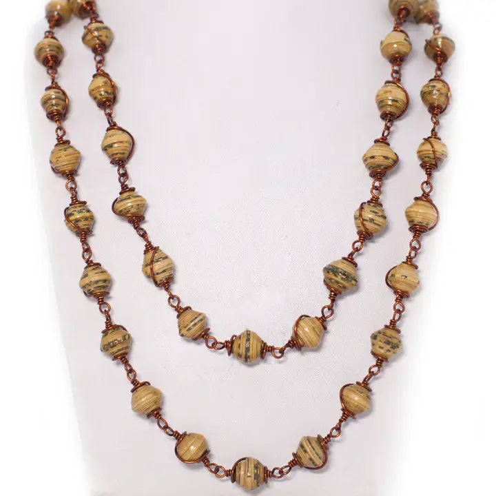 Recycled Paper Beads Necklace