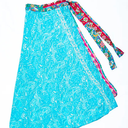 Long Reversible Upcycled Wrap Skirt