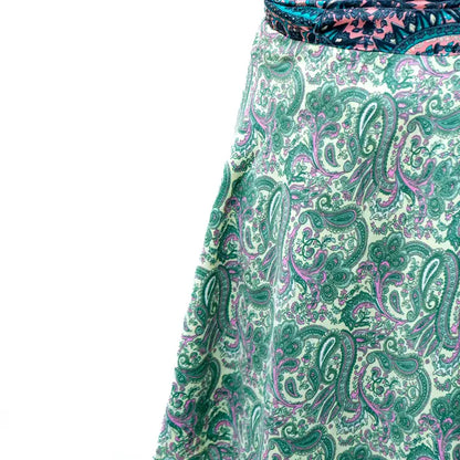 Short Reversible Upcycled Wrap Skirt