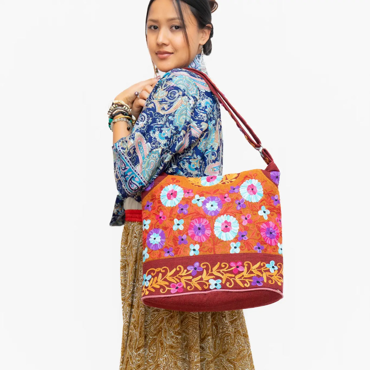 Basanta Embroidery Cotton Shoulder Bag