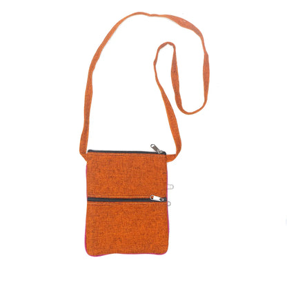 5 Zipper Cross Body Embroidery Cotton Bag