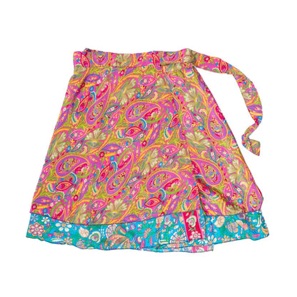 Short Reversible Upcycled Wrap Skirt