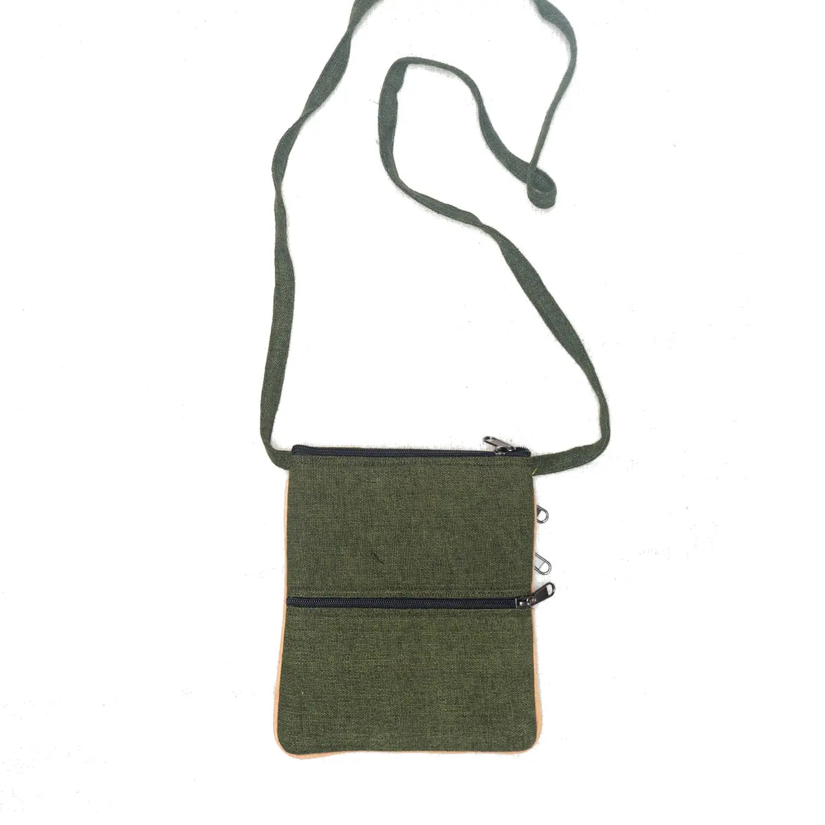 5 Zipper Cross Body Embroidery Cotton Bag