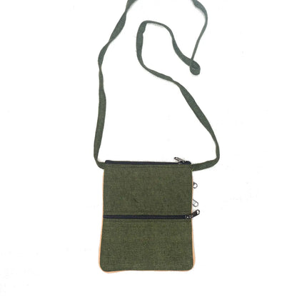 5 Zipper Cross Body Embroidery Cotton Bag