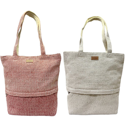 Handwoven Wool Cotton Tote Bag